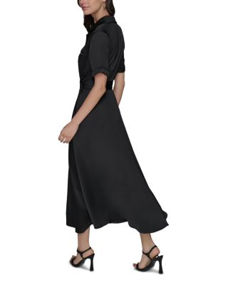 Satin Belted Midi Shirtdress