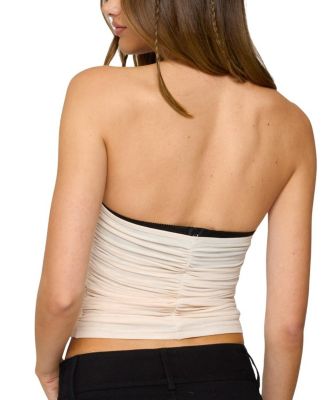 Contrast Bra Ruched Mesh Corset