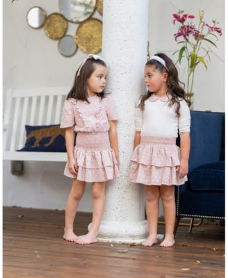 Girls' Textured Floral Short Sleeve Dress - Little Kid, Big Kid