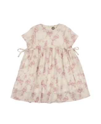 Girls' Ribbon Tie Short Sleeve Dress - Little Kid