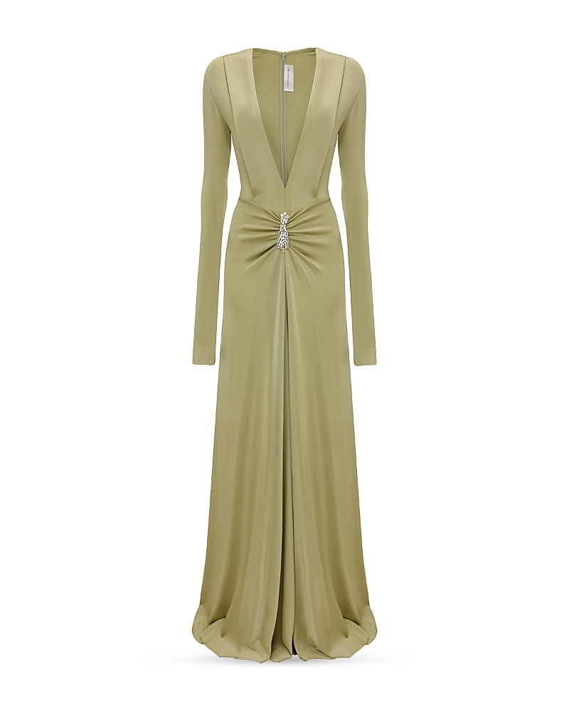 Victoria Beckham Long Sleeve V Neck Gown