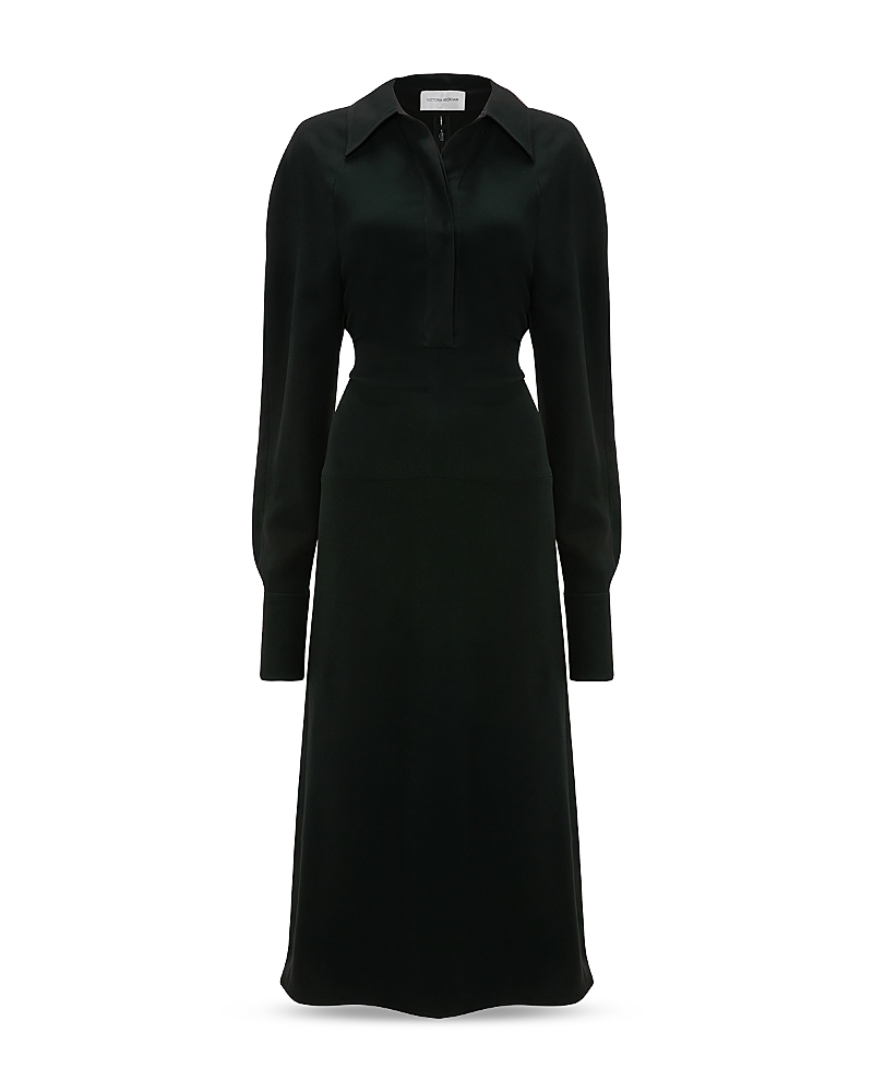 Victoria Beckham Long Sleeve Polo Collar Midi Dress