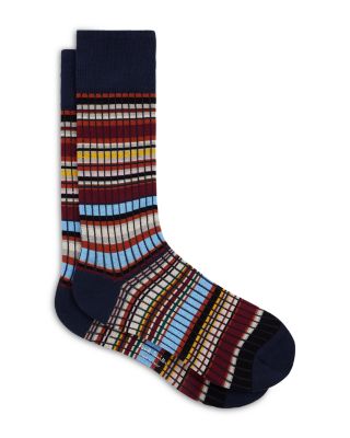 Signature Ribbed Grid Stripe Socks