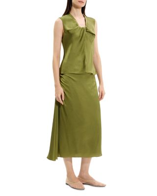 Twist Neck Blouse in Crushed Satin