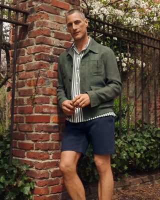 Textured Stripe Camp Shirt