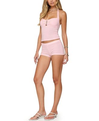 Lovina Textured Striped Halter Top