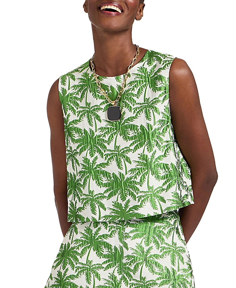 La Doublej Aria Palm-print Cropped Top