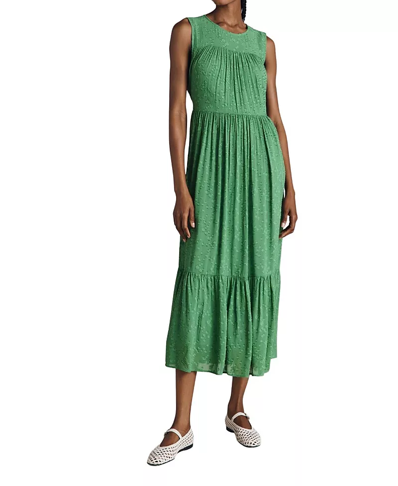 Ghost London Sandy Georgette Jacquard Sleeveless Midi Dress