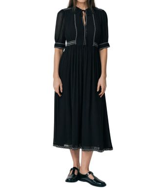 Emma Georgette Embroidered Midi Dress