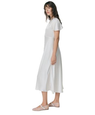 Grace Satin Button V-Neck Dress