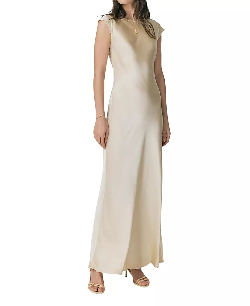 Ghost London Averie Boat Neck Satin Maxi Dress
