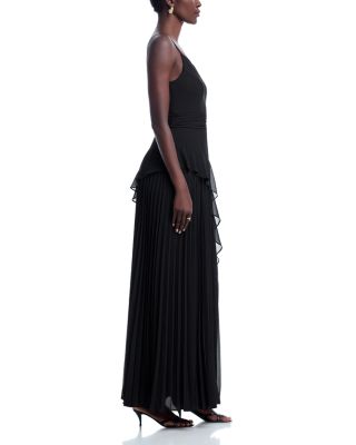 Long Chiffon Pleated Dress - Exclusive