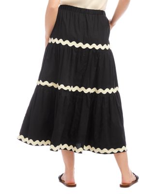 Ric Rac Trim Tiered Midi Skirt