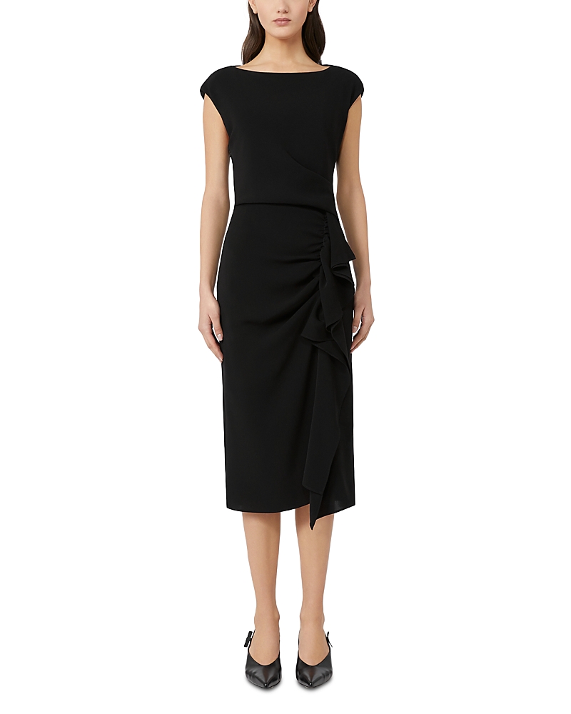 Max Mara Aia Black Lightweight Cady Dress In Black
