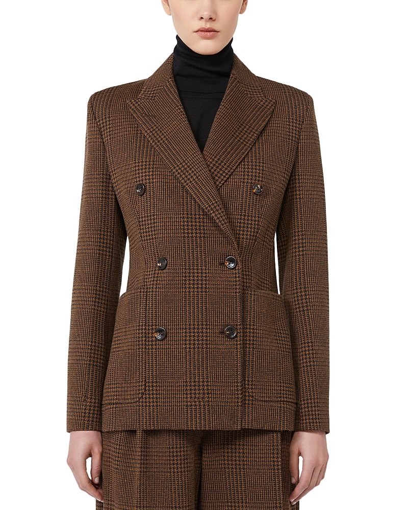 Max Mara Zulma Houndstooth Check Double Breasted Jacket In Brown