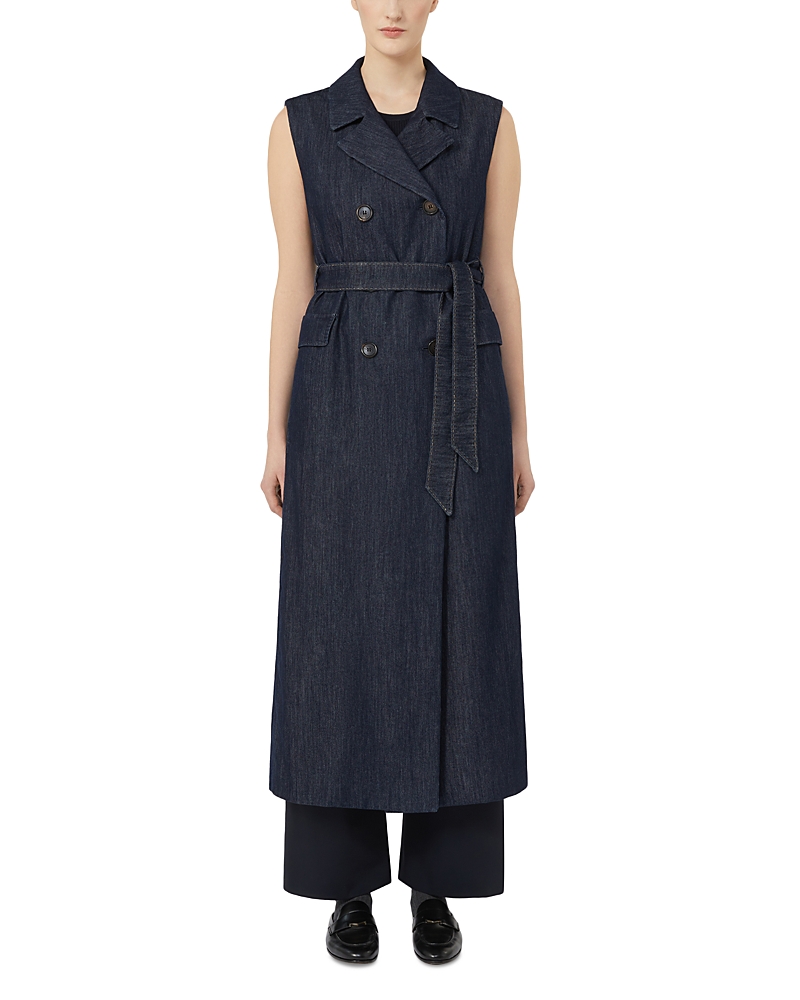 Max Mara Greta Ultramarine Denim Waistcoat Dress In Blue