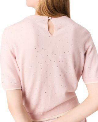 Rhinestone Cardigan &amp; Short Sleeve Sweater