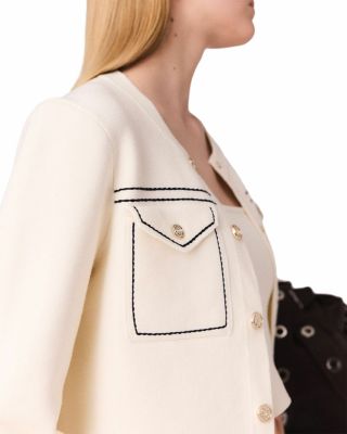 Topstitched Cropped Cardigan