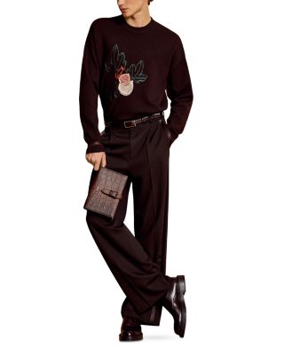 Regular Fit Embroidered Wool Sweater