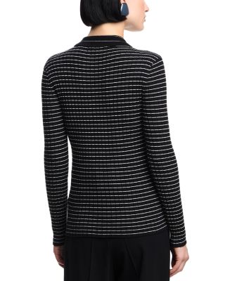 Ribbed and Striped Button Up Cardigan Sweater