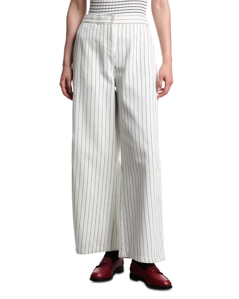 Emporio Armani Garment Dyed Wide Leg Pants in Solid White