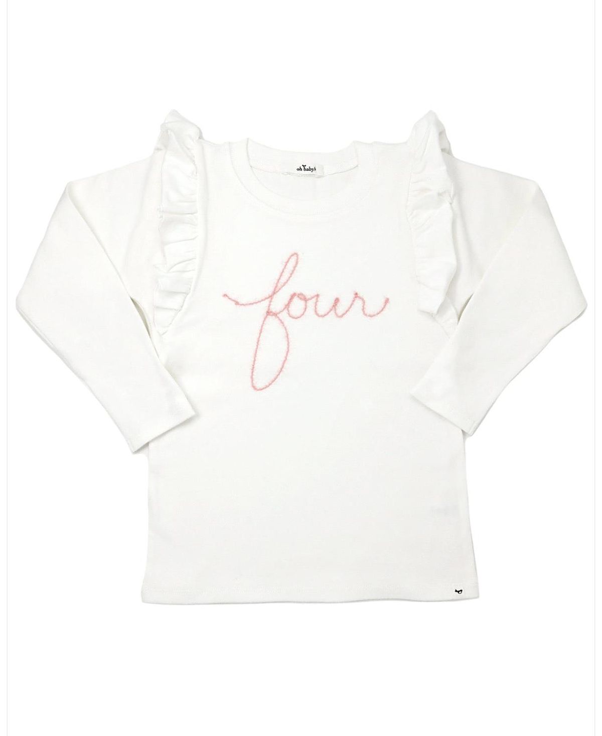 oh baby! Girls' Millie four Pink Sparkle Embroidered Tee - Little Kid