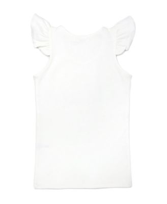 Girls' Flutter Sleeve "four" Pink Sparkle Embroidered Tank - Little Kid