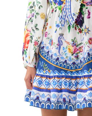 Tie Front Blouson Sleeve Mini Dress