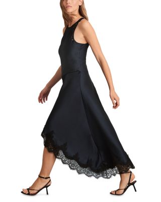 【海外限定】REISSドレス☆Petite Anais Satin Drape Lace-Trim Reiss Petite Satin Drape Lace-Trim Dress in Navy | REISS