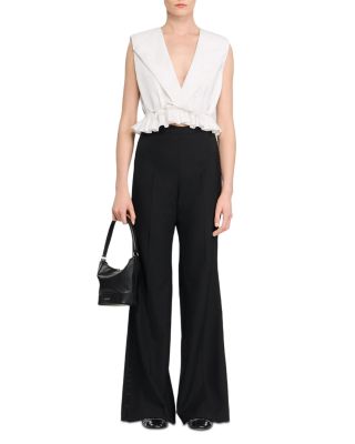 Wool Blend Satin Stripe Suit Pants