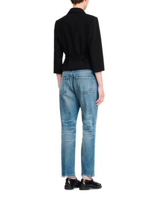 Cropped Tailored Belted Waist Jacket