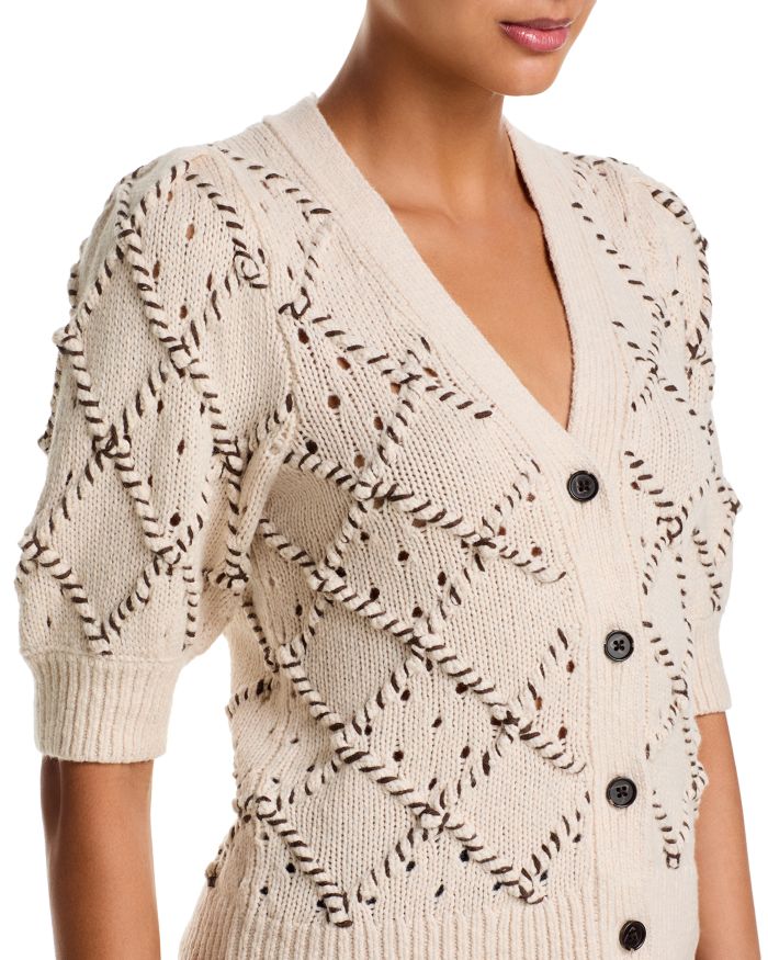 Isla Whipstitched Diamond Pattern Cardigan