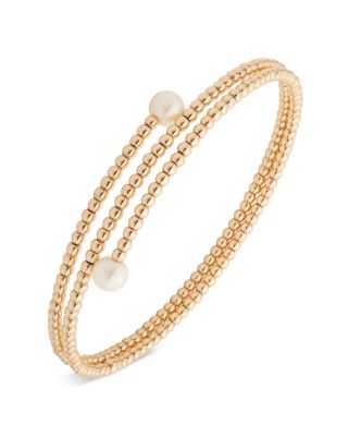 Imitation Pearl Wrap Cuff Bracelet