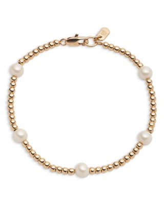 Imitation Pearl Station Beaded Flex Bracelet