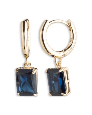 Stone Charm Huggie Hoop Earrings