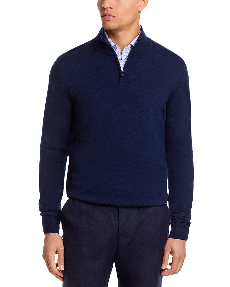 The Men's Store At Bloomingdale's Quarter-zip Merino Sweater - Exclusive In Blue
