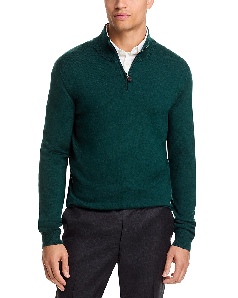 The Men's Store At Bloomingdale's Quarter-zip Merino Sweater - Exclusive In Green