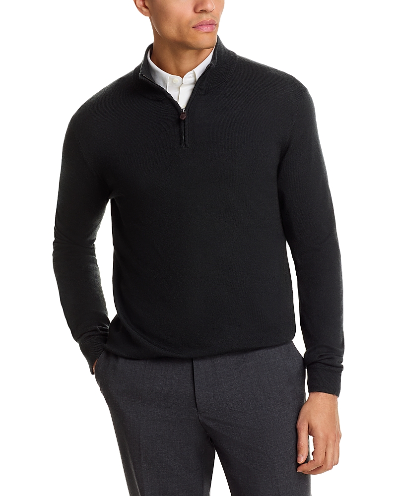 The Men's Store At Bloomingdale's Quarter-zip Merino Sweater - Exclusive In Black
