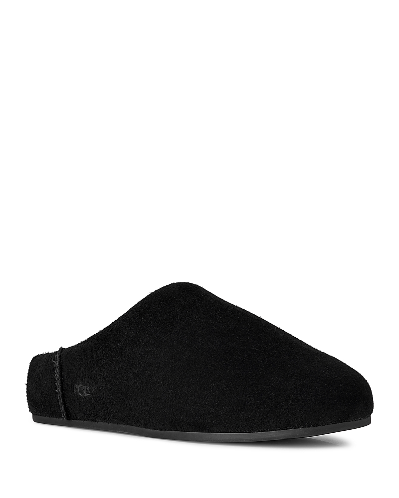Ugg Slip On Suede Flat Sole Slippers In Black