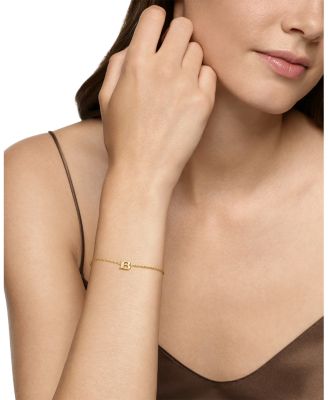 Petite Pav&eacute; Initial Chain Bracelet in 18K Yellow Gold with Diamond