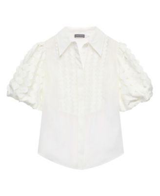  Women's Applique Organza Shirt