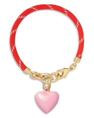 Happy Cord Puffy Heart Charm Bracelet