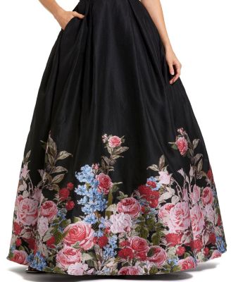 Strapless Floral Brocade Ballgown