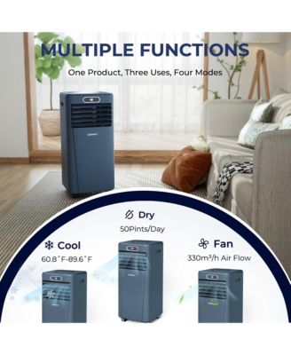  10000 BTU Portable Air Conditioner w/ Remote Control 3-in-1 Air Cooler w/ Drying