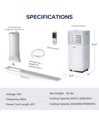 10000 BTU Portable Air Conditioner 3-in-1 Air Cooler w/Dehumidifier & Fan Mode