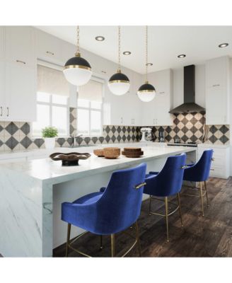  Beatrix Velvet Bar Stool - Gold Legs