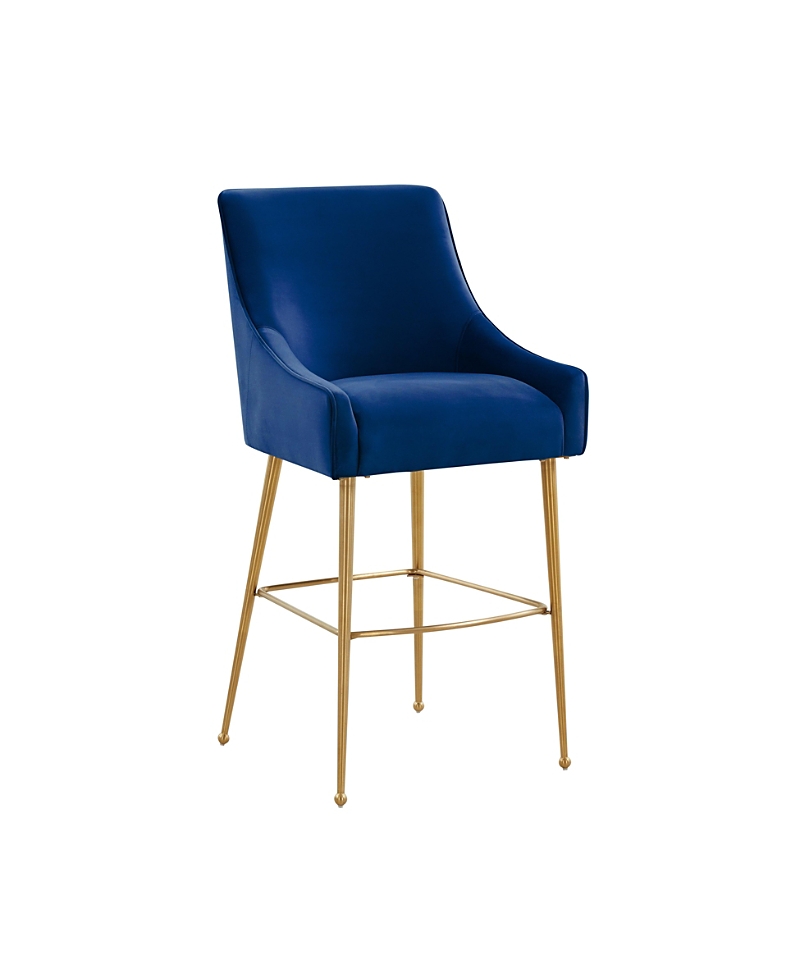 Tov Furniture Beatrix Velvet Bar Stool - Gold Legs In Blue
