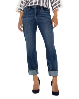 Marley Mid Rise Girlfriend Cuff Jeans in Rushland