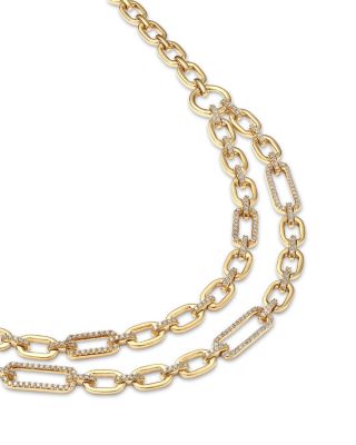 Diamond Double Row Collar Necklace in 14K Yellow Gold, 1.0 tcw 