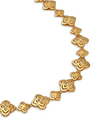 18K Yellow Gold Palazzo Ducale Diamond Satin Flower Collar Necklace, 16"